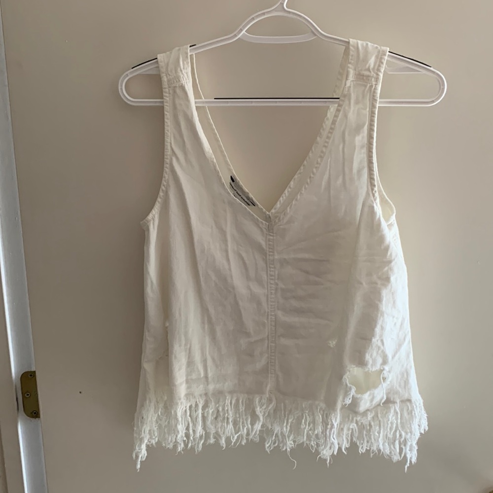 American eagle white fray tank top